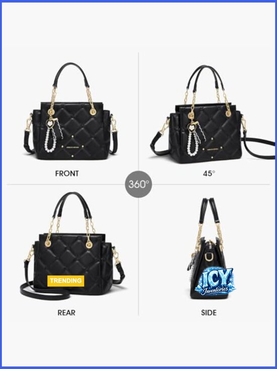 Faux Leather Satchel Bag with Adjustable Strap and Top Handle main image 1